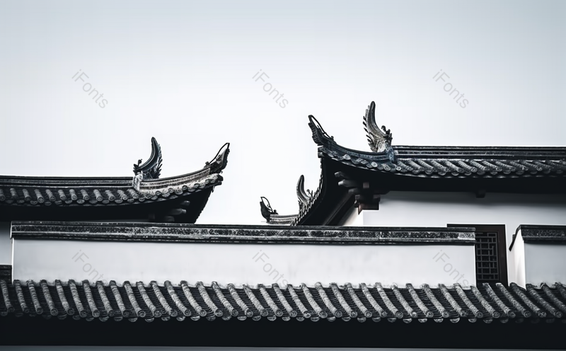 中国传统江南民居隔离墙上的屋脊饰以瓷砖,高清,摄影图,摄影图片,图片大全,摄影图免费下载
